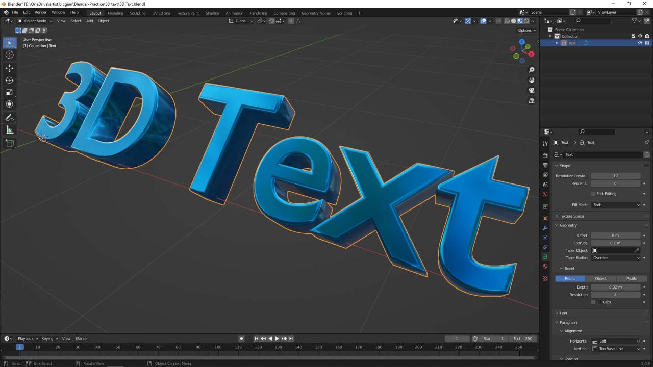 Blender 3D text tutorial Blender 3D text tutorial